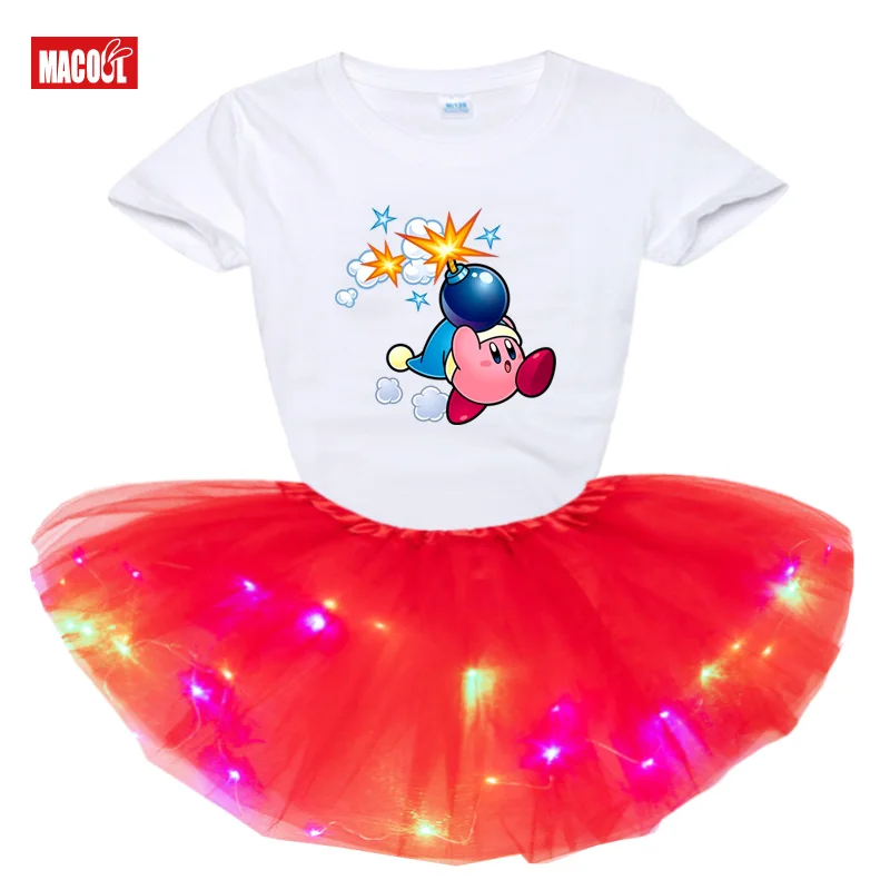 

Toddler Girls Clothing Sets 2020 Summer Girls Clothes Kids Dress Outfits Kirby Suit Children Tutu Dress Light LED Birthday Dress