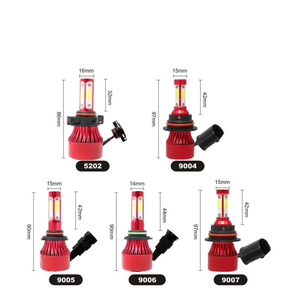 Новый 4 сторонний автомобильный налобный фонарь H7 LED H4 H1 H3 H11 H13 HB1 HB4 HB5 9003 9004 9005 9006 9007