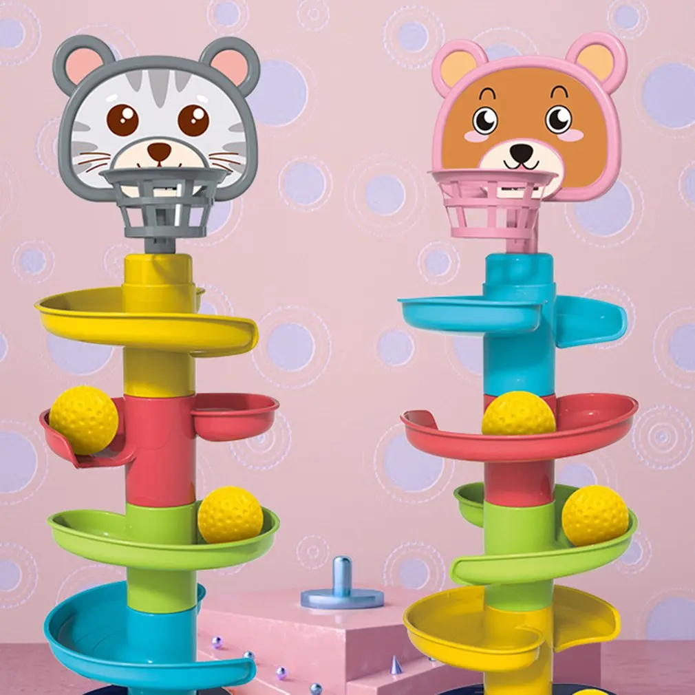 Baby Toys Rolling Ball Pile Tower Early Educational Toy For Babies Rotating Track Educational Baby Gift Stacking Toy ForChildren
