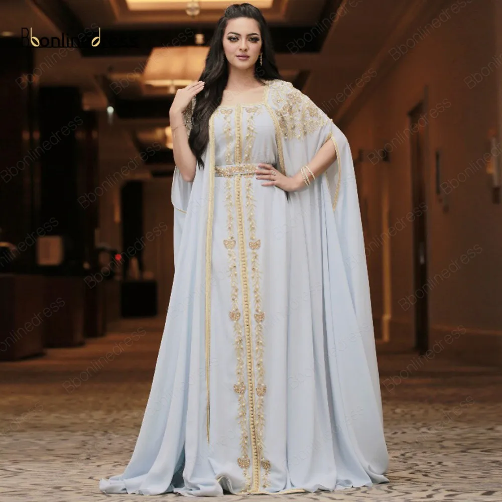 

Bbonlinedress Moroccan Caftan Evening Dress Hand-Work Beading Muslim Evening Dresses Long Jacket Arabic Abaya Party Dress