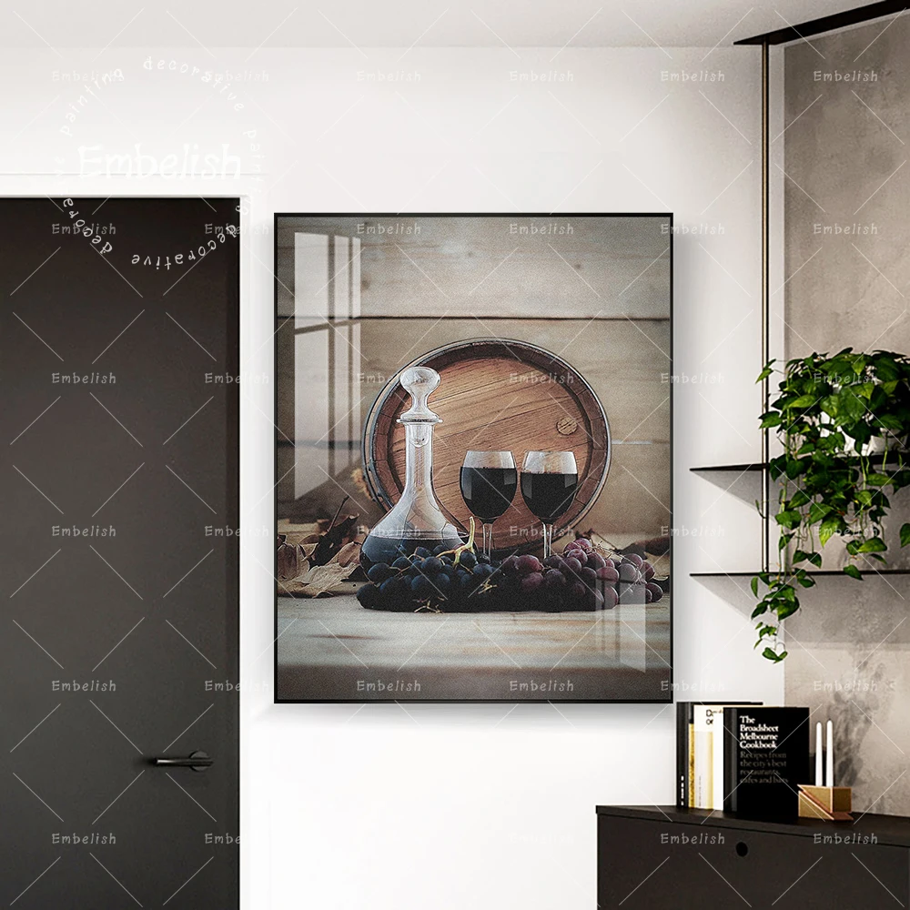 

1 Pieces Wine And Glass Kitchen Resturant Wall Art Posters For Living Room Home Decor Posters HD Spray Canvas Paintings Office