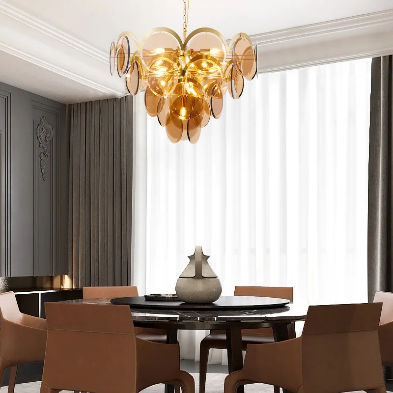 

Postmodern creative soot glass living room chandelier art bedroom restaurant designer model room chandelier