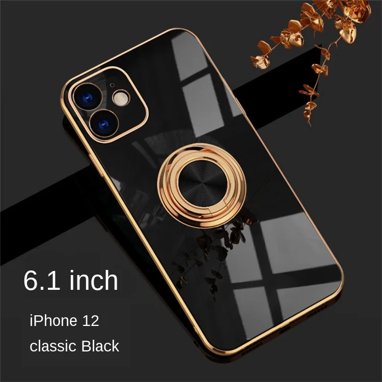 

For iphone12 magnetic mobile phone case iPhone 11promax electroplating ring soft shell creative car holder