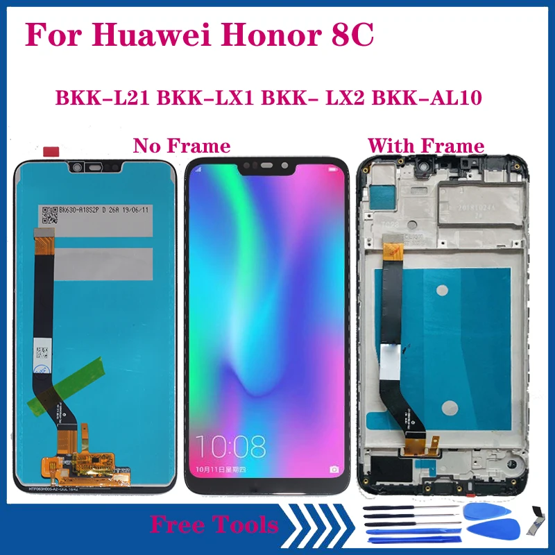 

6,26 дюймов AAA ЖК-экран для Huawei честь 8C BKK-AL10 BKK-L21 ЖК-дисплей, сенсорный экран, дигитайзер, для сборки, с корпусом, запасные части