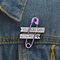 creative paper clip enamel pins you are with me heart brooch gift icon badge denim jeans lapel pin clothes cap bag cretive gift