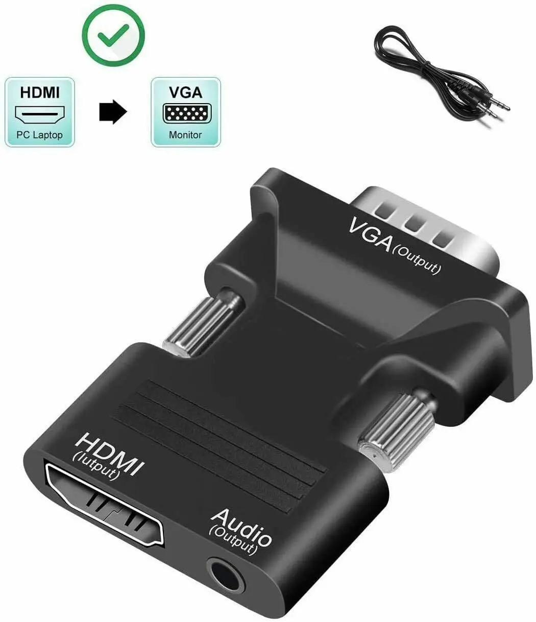 

Адаптер HDMI-VGA со штекером аудио VGA на гнездо HDMI преобразователь для ноутбука на ТВ