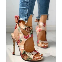 2021 new women summer thin high heels embroidered peep toe gladiator pumps office sandals party women shoes wedge princess shoes