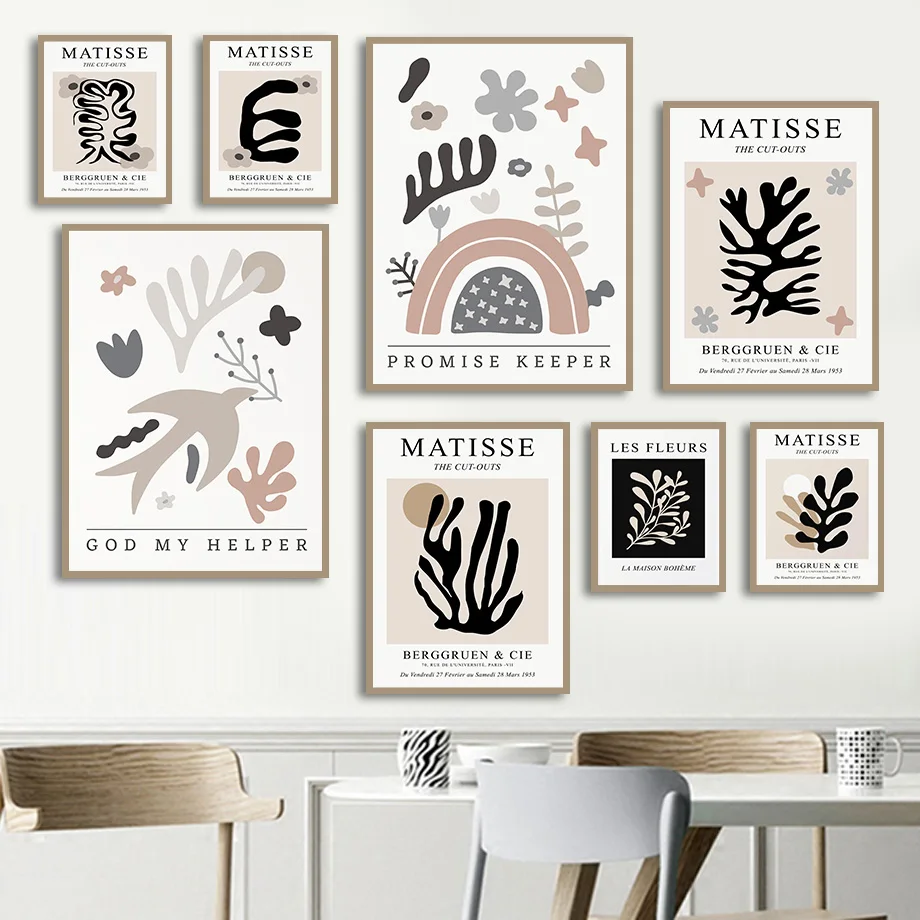 

Abstract Matisse Line Face Leaf Coral Sun Nordic Posters and Prints Wall Art Canvas Painting Wall Pictures for Living Room Decor