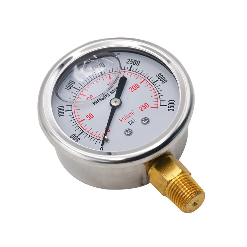 CARPRIE Silver Stainless Steel Hydraulic Liquid Filled Fuel Pressure Gauge 0-3500 PSI Manometer Display Digital | Автомобили и