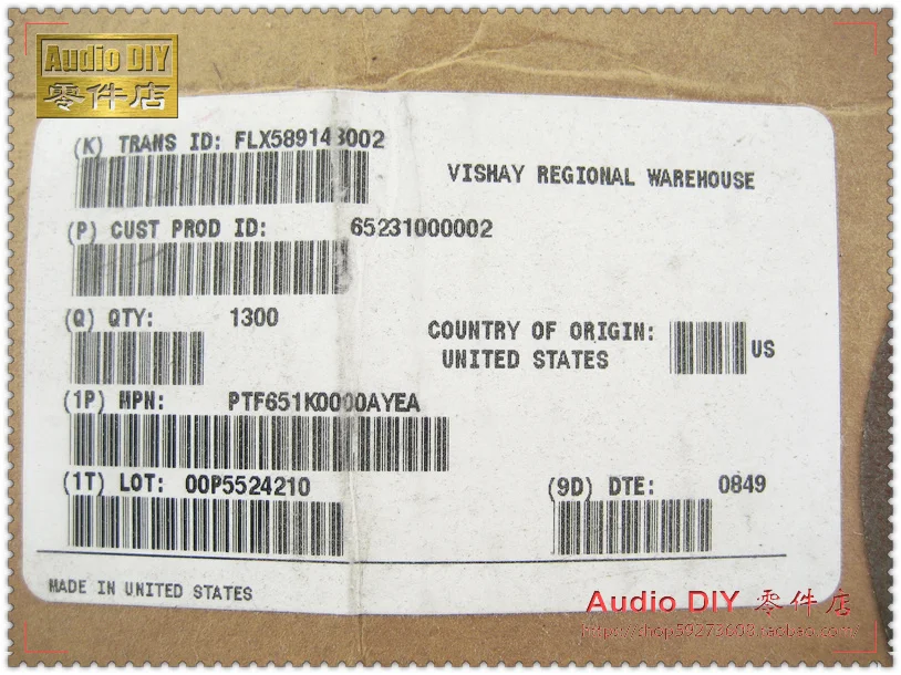 10PCS VISHAY DALE PTF65 1K 0.5W 0.05% 10ppm Axial Resistance PTF-65 1k T13 High precision low temperature drift metal resistor |