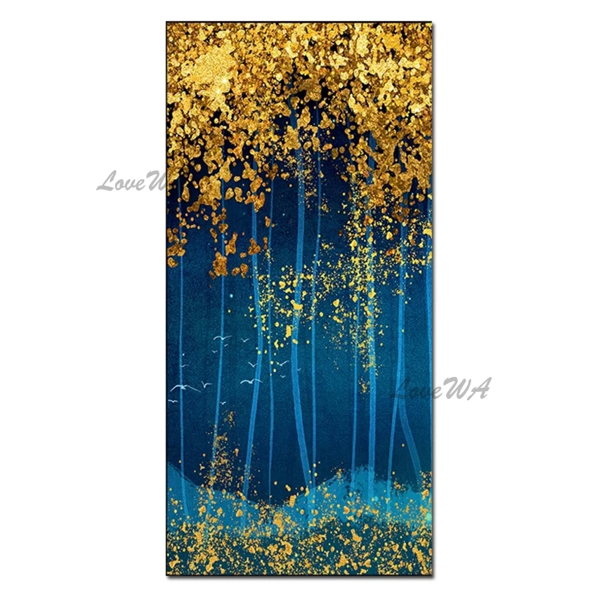 

Pure Handmade Textured Gold Tree Oil Painting Wall Pictures Canvas Art Home Decoration Modular Wall Art For Living Room Decor