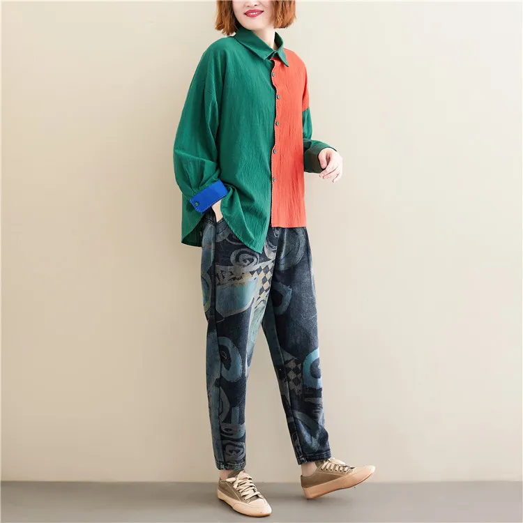 Женская свободная рубашка-блуза Повседневная Осенняя рубашка-Блуза