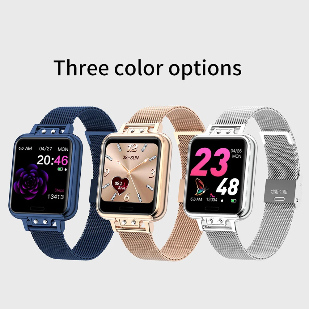 

2020 New Women Man Smart Watch Waterproof Bluetooth Steel Strip IPS LCD Heart Rate Monitor Fitness Tracker For iOS Android Phone