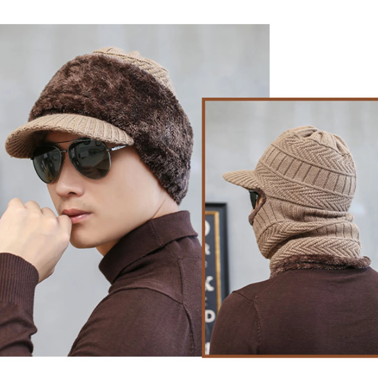 

Шапка-бини зимняя ветрозащитная с защитой шеи, для мужчин и женщин