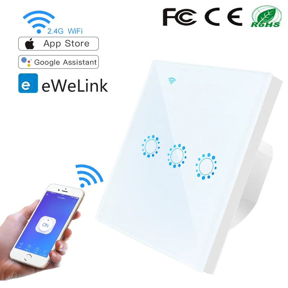 Интеллектуальный переключатель Wi-Fi/APP пульт дистанционного управления Переключатель ЕС Стандартный 90 V-250 V AC 1/2/3 комплекта, один Повтор таймер Функция работать с Alexa Google Home