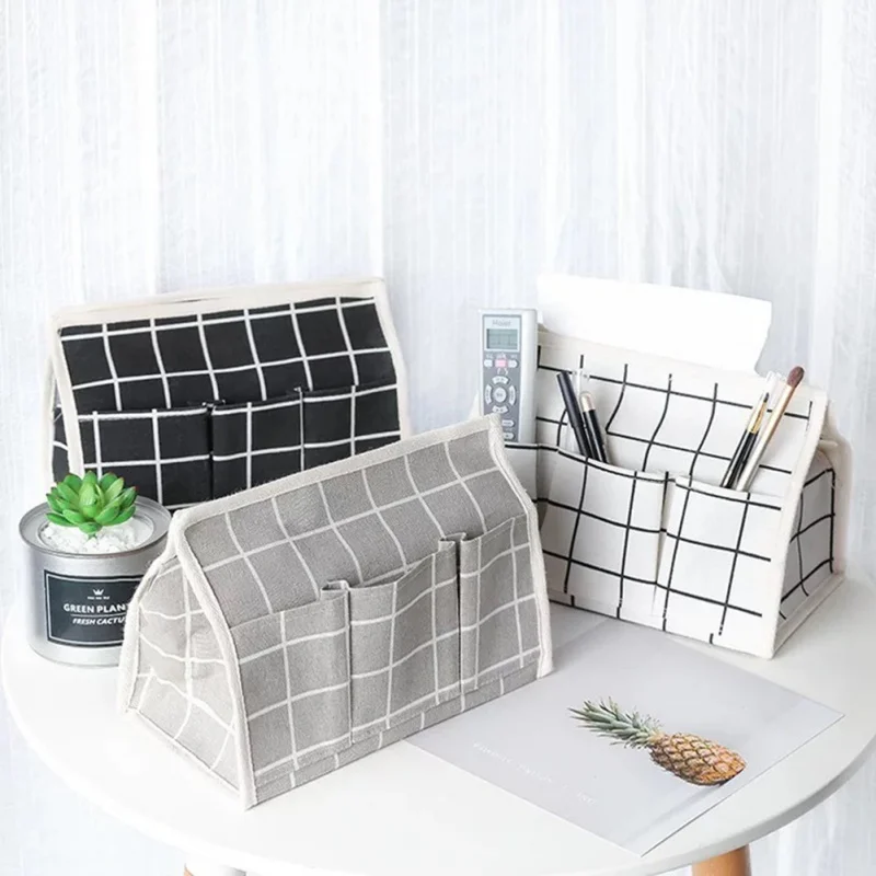 Домашняя хлопковая коробка из льняной ткани с маленькими карманами в стиле