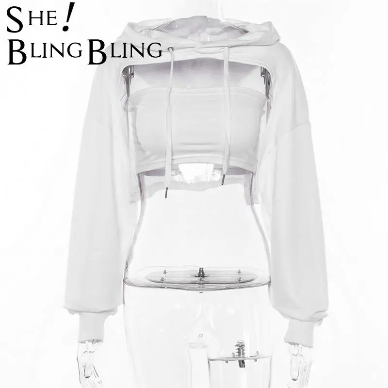 SheBlingBling на осень и весну свитер с капюшоном заниженной линией плеч для женщин