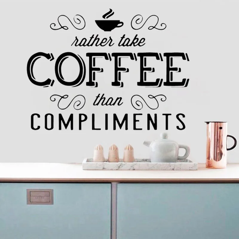 

Vinyl Coffee Wall Decals Waterproof Mural Poster For Creative Coffee Window Door Kitchen Shop Decoration Stickers Poster HQ1144