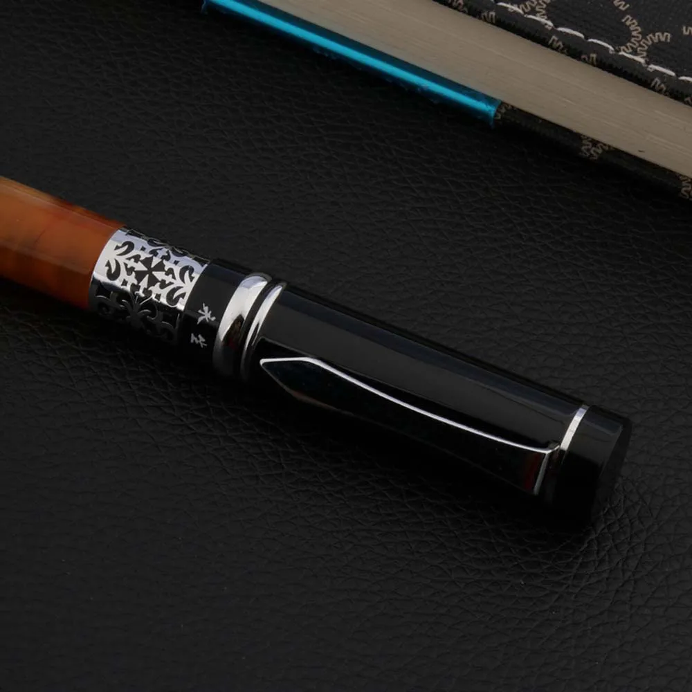 luxury High quality brand Yong Sheng Fountain Pen black Metal Acrylic classic with silver Medium Nib gift calligraphy ink pens | Канцтовары