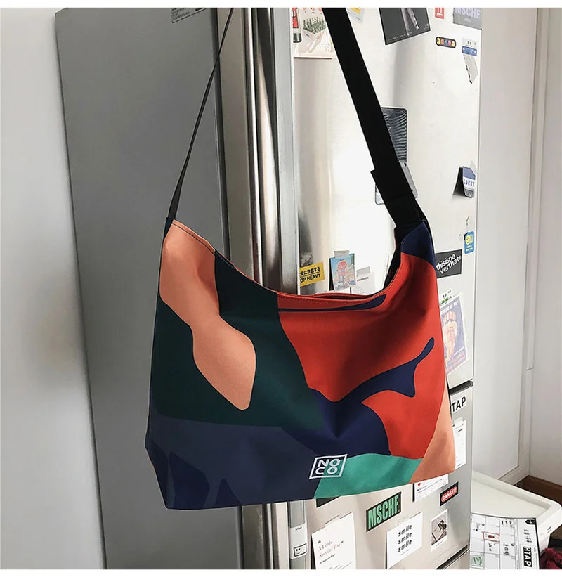 

2021 нишевая сумка через плечо, Вместительная женская разноцветная Сумка-тоут для отдыха, универсальная сумка на одно плечо для студентов кол...
