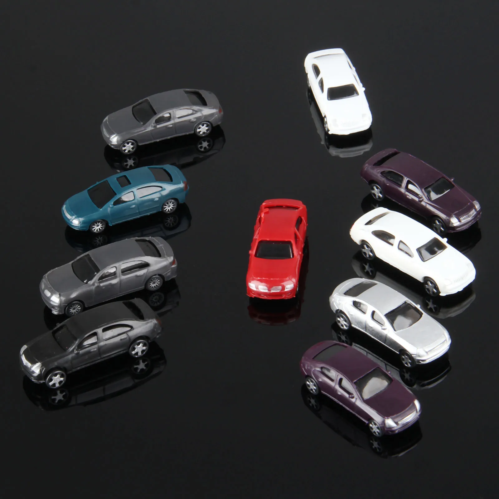 10pcs Model Cars 1:100 HO Scale Railway Layout Architecture Train Multicolor For Doll House Room Box | Дом и сад