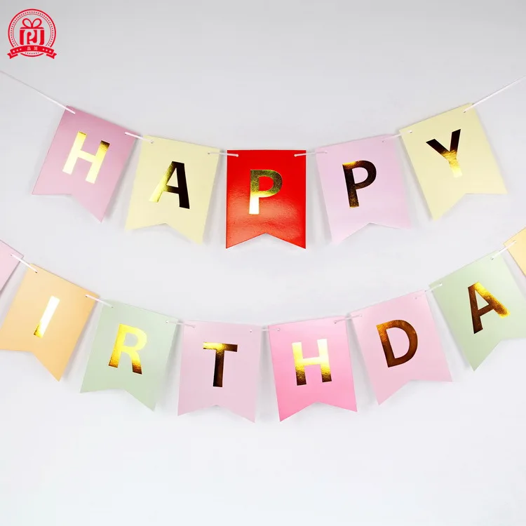 

1st Baby Boy Girl Happy Birthday Bunting Garland Adult Fishtail Banner Shower Party Creative Bronzing Bunting Decor Supplies