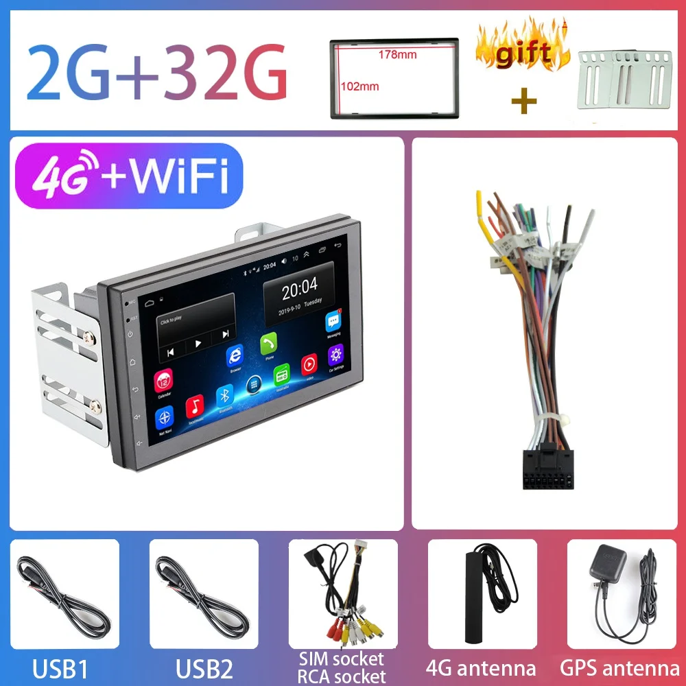 4G-WIFI-2G-32G 2G+ 32G 2DIN Android 8,1 GO автомобильный DVD мультимедийный плеер для Volkswagen Nissan hyundai Kia Suzuki " автомобильный Радио gps навигация WiFi - Цвет: 4G-WIFI-2G-32G
