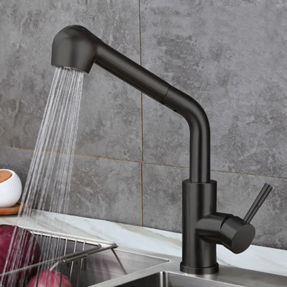 

Tap Stream Modern Sink Single Hole Sprayer Kitchen Faucet Stainless Steel Pull Out Home Chrome Rustproof One Handle Rotatable