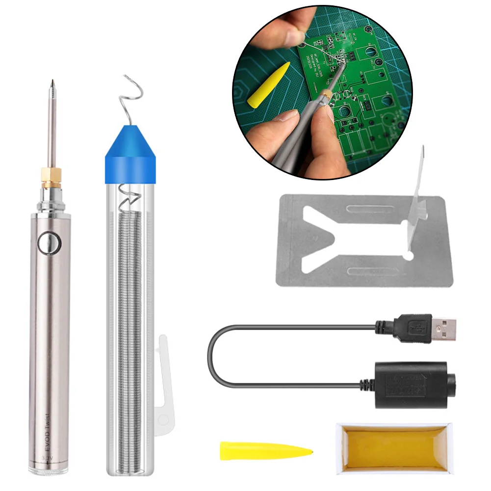 

5V 8W USB Charging Wireless Electric Soldering Iron Set With Holder Tin Wire Timeout Protection Welding Tools