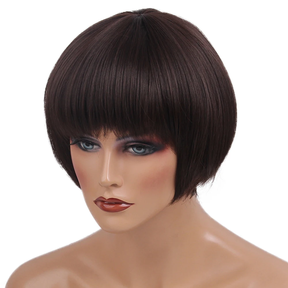 Inhaircube 6 &quotтемно-коричневый женский парик из синтетических волос короткие прямые