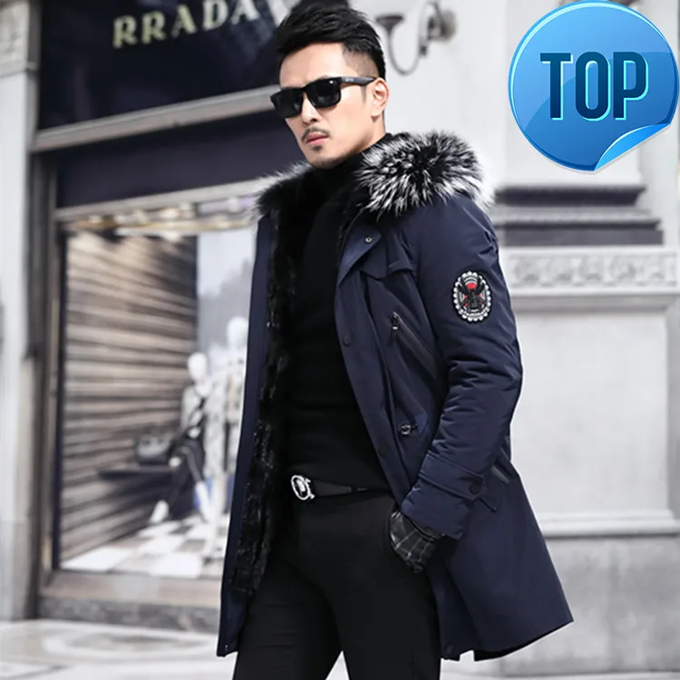 

Men Clothing 2020 Parka Fur Coat Men Long Winter Jacket Mink Fur Liner Raccoon Fur Luxury Coat Men Mink Jackets Parkas