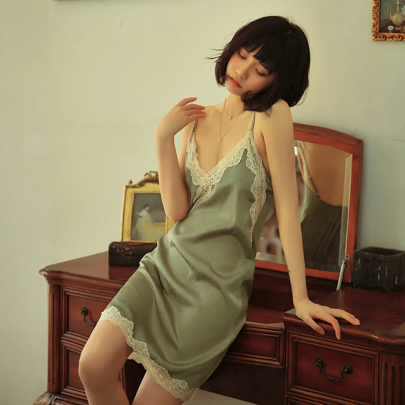 

Deep V Neck Women Sexy Babydoll Lingerie Green Color Sexy Dress Erotic Sexy Underwear Porno Women Erotic Sexy Costume For Woman