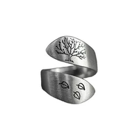 fashion vintage women open ring silver color wire drawing the tree of life adjustable tail ring jewelry