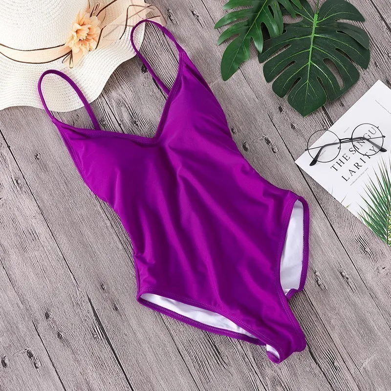 Summer New Sexy Bikinis One Pieces Swimwear Women Retro Bikini Solid Swimsuit Monokinis Biquini Maillot De Bano Mujer |