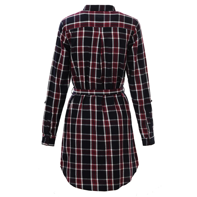 Женское платье рубашка в шотландскую клетку с поясом 2018|dress robe|robe femmerobe fashion |