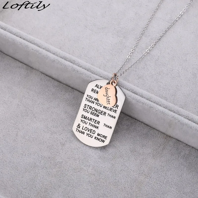 Сын дочь собачья табличка Подвеска Ожерелье из нержавеющей стали подарок для