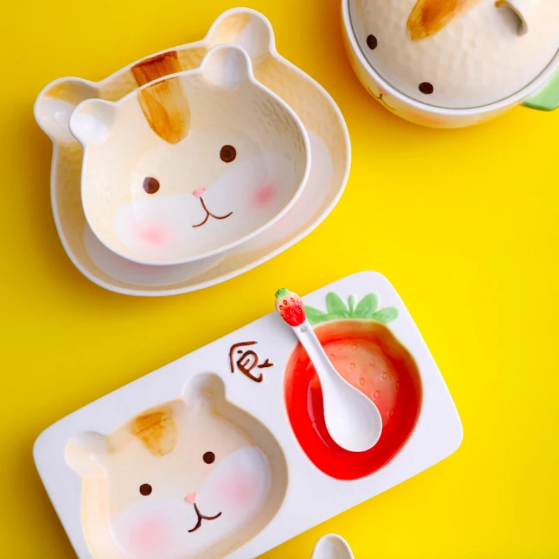Набор детских обеденных тарелок керамическая кухонная тарелка посуда для