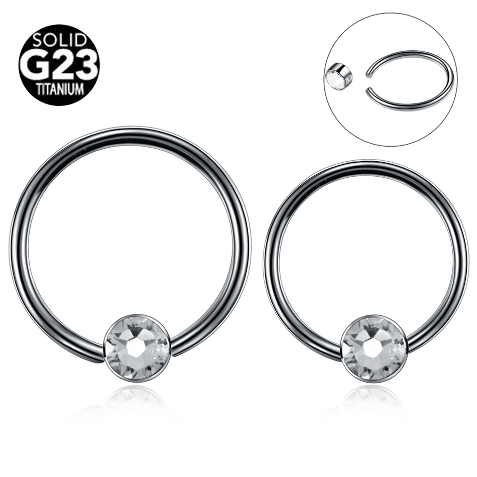 

1Pc 16G Titanium Nose Ring Piercing Crystal BCR Ball Closure Septum Ring Helix Tragus Cartilage Earrings Piercing Body Jewelry