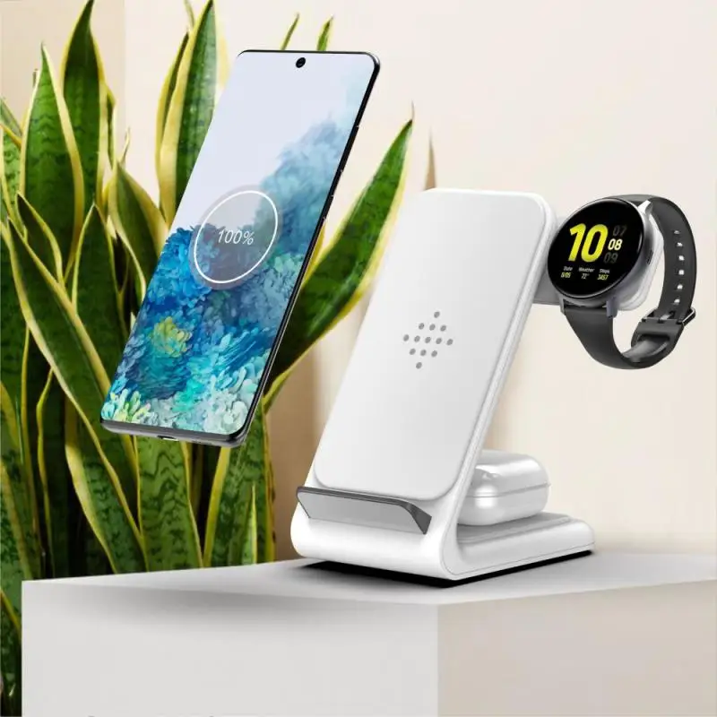 

Беспроводное зарядное устройство 3 в 1, 15 Вт, для IPhone12, зарядная док-станция для Samsung Galaxy Watch/Galaxy Bud, для Airpods Pro, зарядная площадка