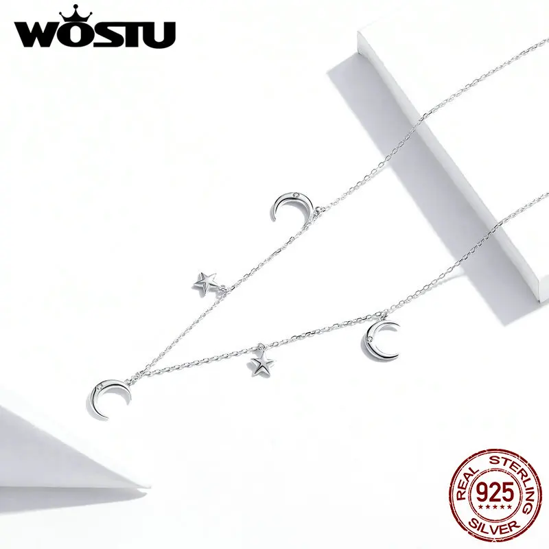 Женское Ожерелье сделай сам из серебра 925 пробы с Луной и звездами | Украшения