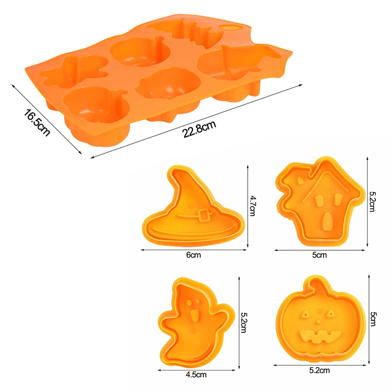 

1/4Pcs Halloween Decor Pumpkin Ghost Bat Silicone Cookies Mold Plastic Cookies Cutter Fondant Baking Mould Cake Decorating Tools
