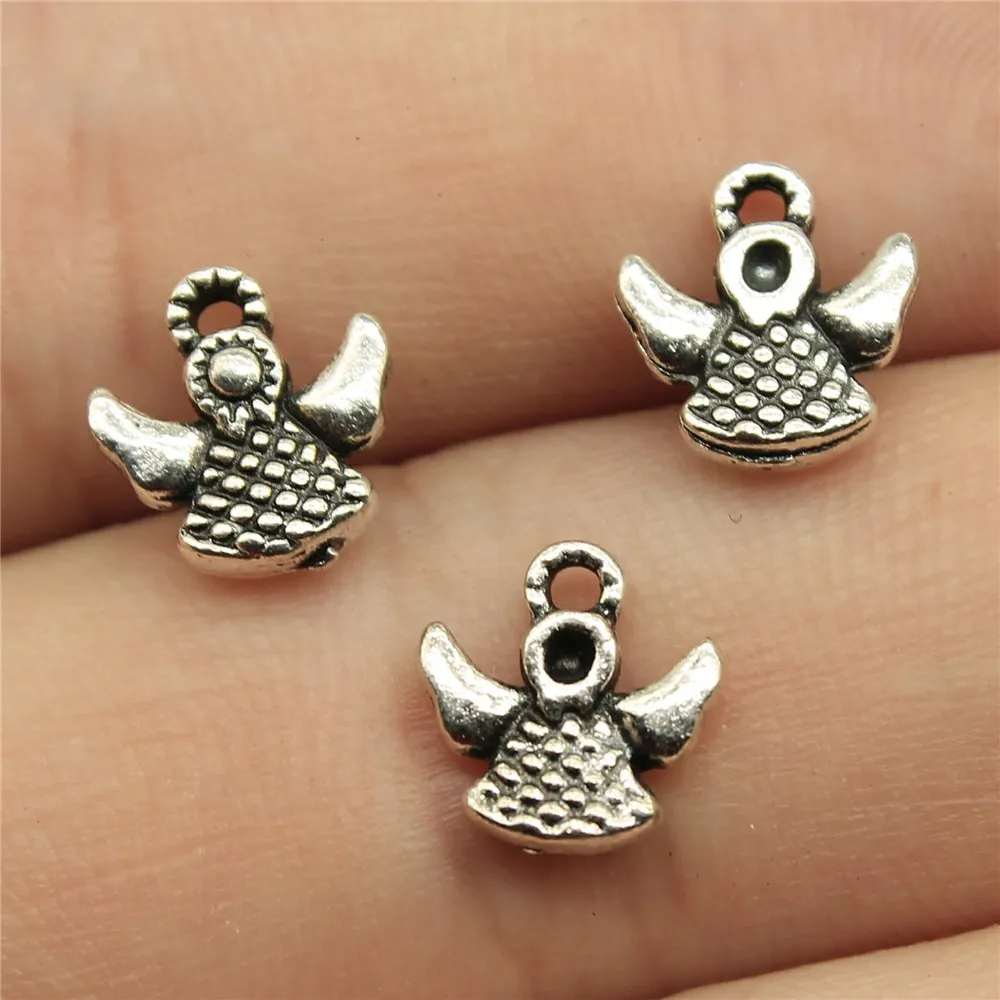 

40pcs 9x9mm Antique Silver Color Angel Charms For Jewelry Making B12328