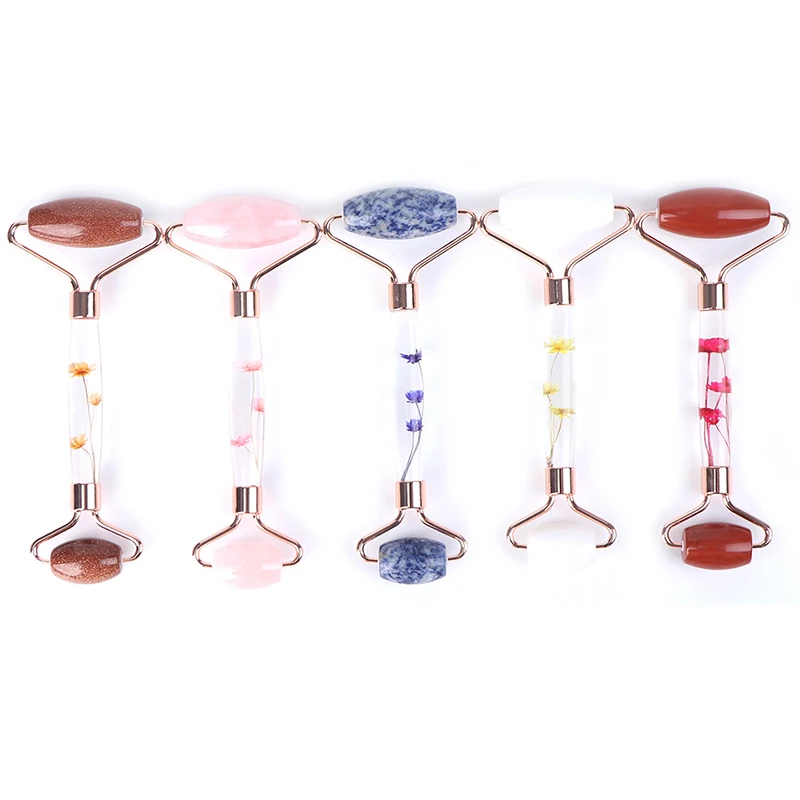 1 шт. Натурального Розового Кварца лица нефрита каменный ролик Красота