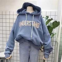 new sweatshirts pullover womens letter hoodies female cotton thicken warm hooded lady autumn winter tops women clothes 2021