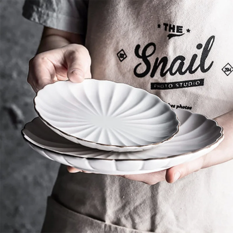 Европейская черная ручная работа белый цветочный тип керамическая посуда