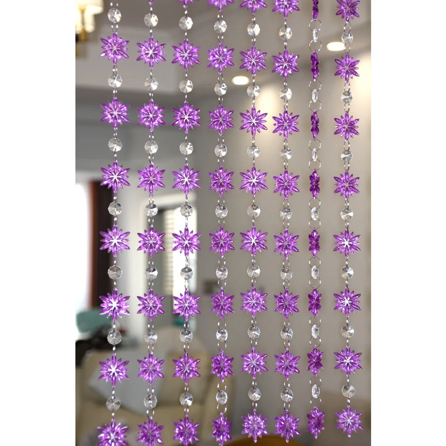 Декоративные шторы с бусинами фиолетовые акриловые цветами для дома свадебных