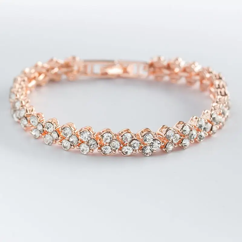 

Frauen Silber Farbe Rose Gold Armband fr eibliche ristall Herz Charme Armband Frauen Braut Hochzeit Edlen Schmuck Geschenk