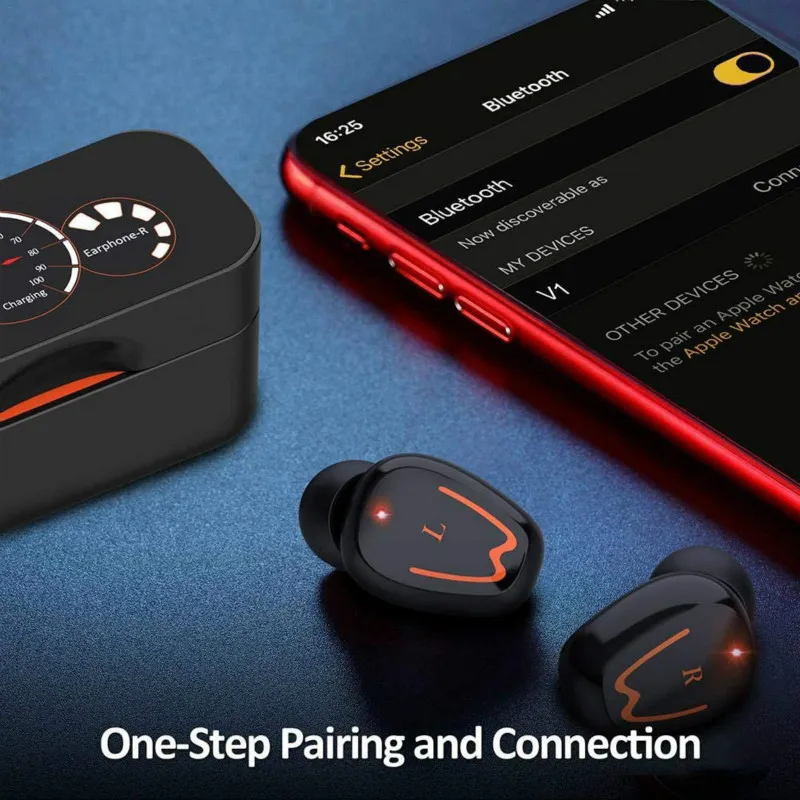 

TWS Bluetooth Earphone Sport Waterproof and Sweatproof Earbuds Wireless Noise Cancelling Bluetooth Headphone With Charging Case