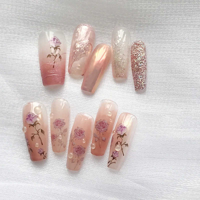 

1 Sheet Rose Flower Water Decals 3D Leaf Transfer Decals Stickers for Nails Spring Summer Delicate Series Decor Tips Floral Z031