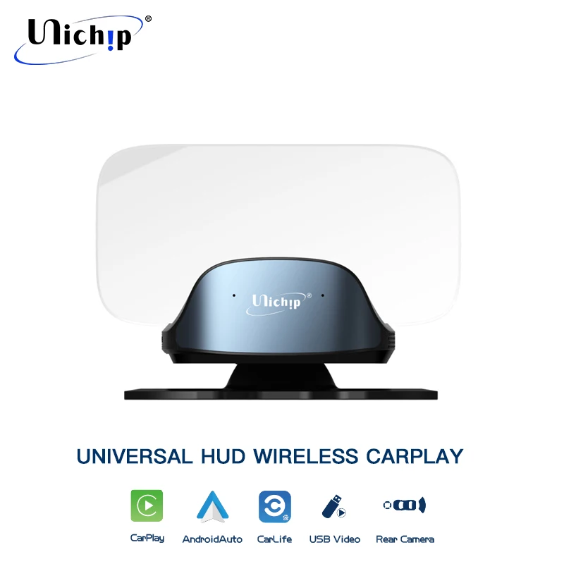 Беспроводной проекционный дисплей Unichip HUD Carplay Andorid Auto USB HD видео и Google Map Waze через